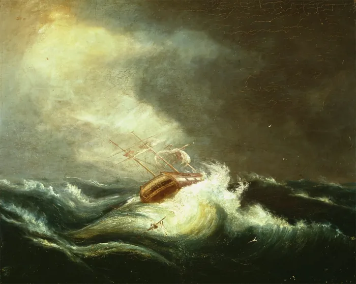 Framed Print : Ship in Storm, between 1823 and 1826. Creator: Chester Harding Framed Print : Ship in Storm, between 1823 and 1826. Creator: Chester Harding
