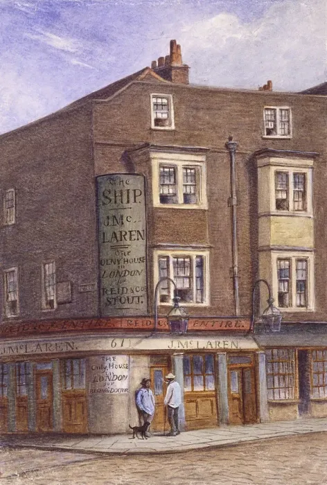 Framed Print : Ship Tavern, Goodmans Yard, London, c1870. Artist: JT Wilson Framed Print : Ship Tavern, Goodmans Yard, London, c1870. Artist: JT Wilson
