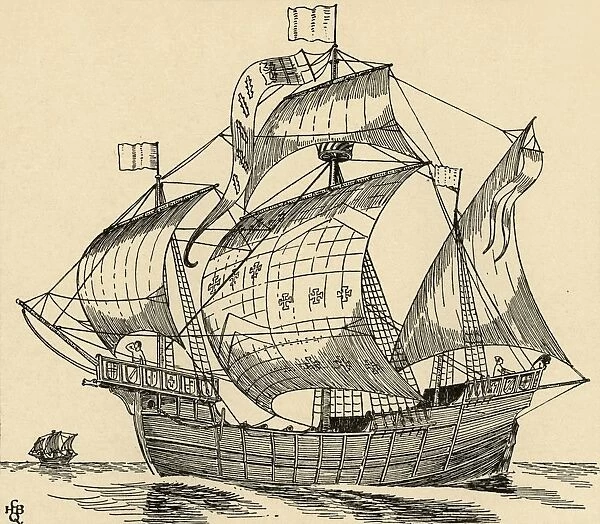 A Ship of the time of Christopher Columbus, (1931). Artist: Charles Henry Bourne Quennell