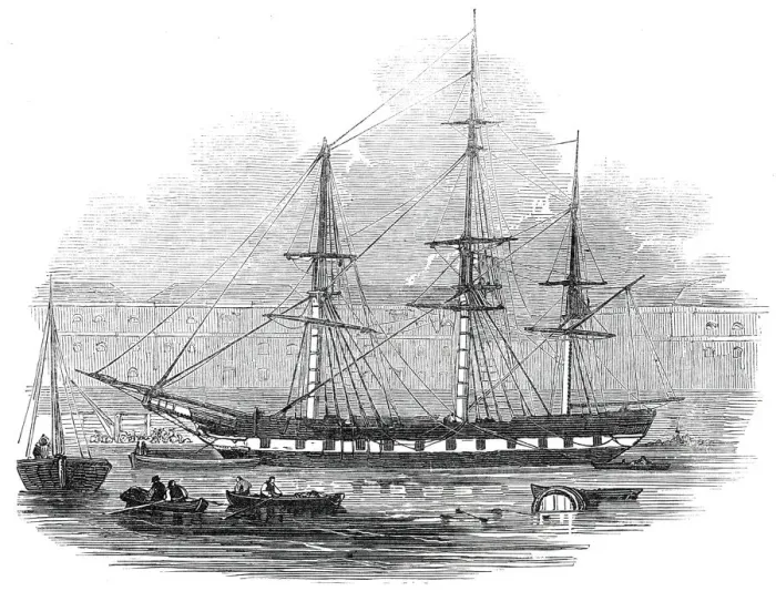 Framed Print : The Ship Tory, in the West India Docks, 1845. Creator: Unknown Framed Print : The Ship Tory, in the West India Docks, 1845. Creator: Unknown