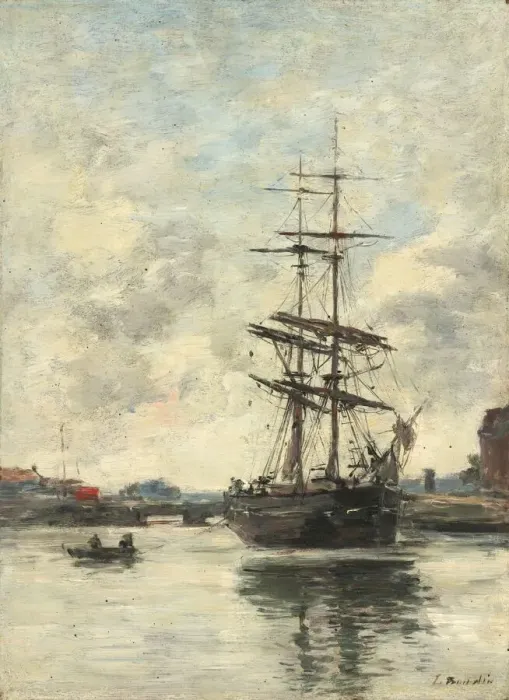 Framed Print : Ship on the Touques, c. 1888 / 1895. Creator: Eugene Louis Boudin Framed Print : Ship on the Touques, c. 1888 / 1895. Creator: Eugene Louis Boudin