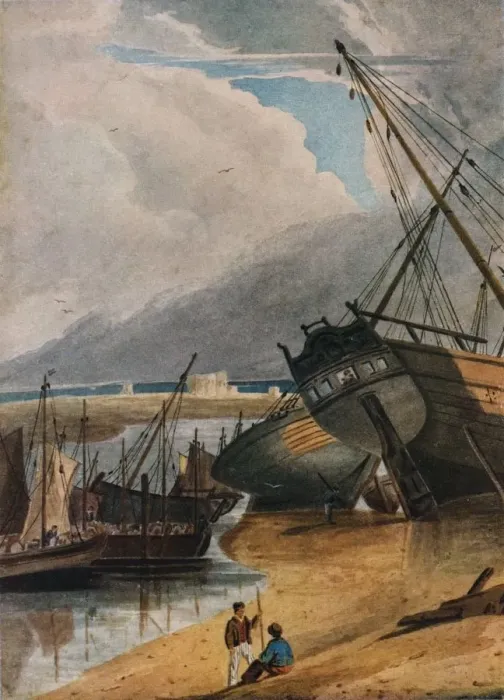 Framed Print : Shipping at Deal, (c1800), 1925. Artist: Francois Louis Thomas Francia Framed Print : Shipping at Deal, (c1800), 1925. Artist: Francois Louis Thomas Francia