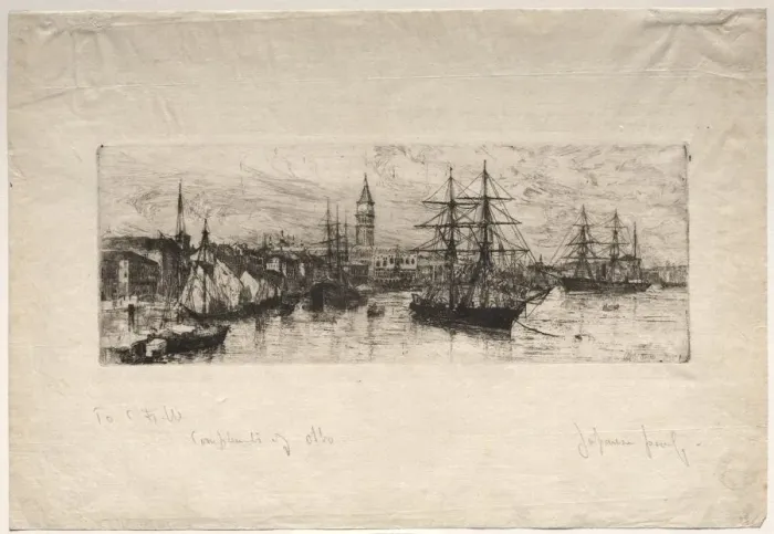 Framed Print : Shipping and the Ducal Palace, 1880. Creator: Otto H. Bacher (American, 1856-1909) Framed Print : Shipping and the Ducal Palace, 1880. Creator: Otto H. Bacher (American, 1856-1909)