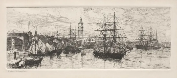 Framed Print : Shipping and the Ducal Palace, 1888. Creator: Otto H. Bacher (American, 1856-1909) Framed Print : Shipping and the Ducal Palace, 1888. Creator: Otto H. Bacher (American, 1856-1909)