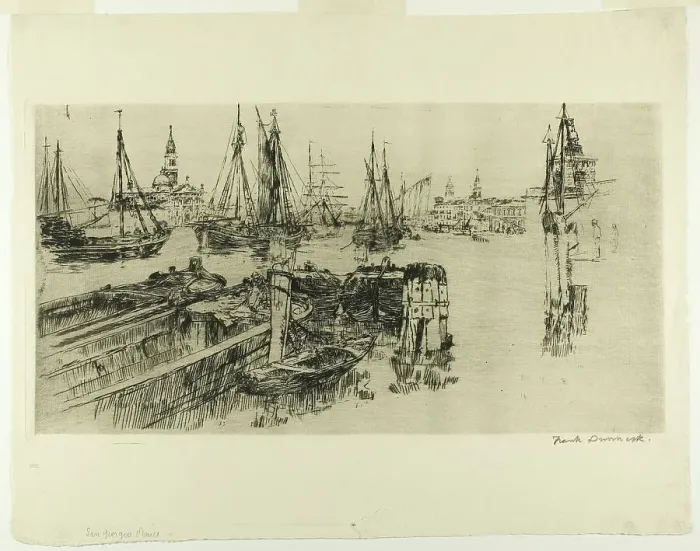 Framed Print : Shipping on the Giudeca (The Docks), 1883. Creator: Frank Duveneck Framed Print : Shipping on the Giudeca (The Docks), 1883. Creator: Frank Duveneck