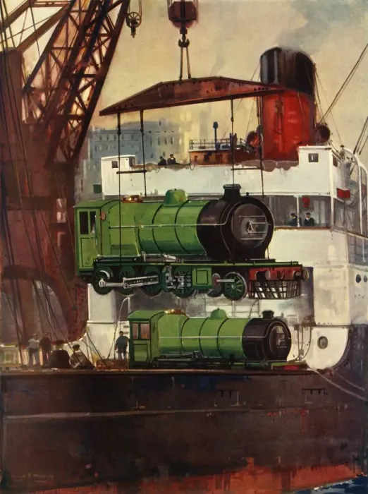 Framed Print : Shipping Locomotives, c1930. Creator: Unknown Framed Print : Shipping Locomotives, c1930. Creator: Unknown