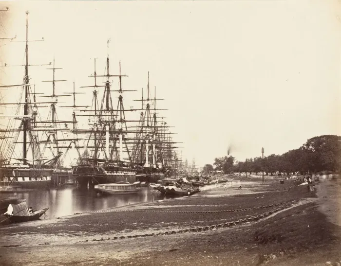 Framed Print : Shipping Lying in the Hoogly River, Calcutta, 1858-61. Creator: Unknown Framed Print : Shipping Lying in the Hoogly River, Calcutta, 1858-61. Creator: Unknown