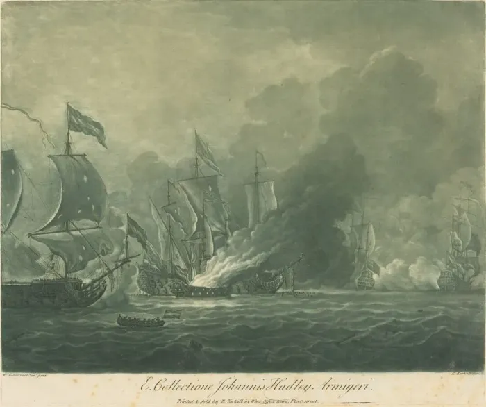 Framed Print : Shipping Scene from the Collection of John Hadley, 1720s. Creator: Elisha Kirkall Framed Print : Shipping Scene from the Collection of John Hadley, 1720s. Creator: Elisha Kirkall