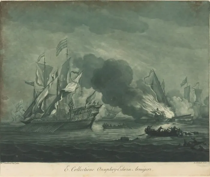 Framed Print : Shipping Scene from the Collection of Onuphrij Edwin, 1720s. Creator: Elisha Kirkall Framed Print : Shipping Scene from the Collection of Onuphrij Edwin, 1720s. Creator: Elisha Kirkall