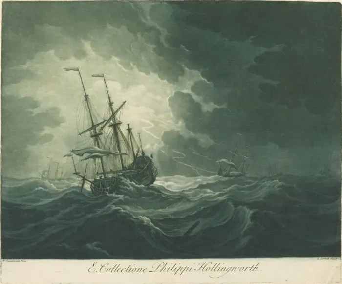 Framed Print : Shipping Scene from the Collection of Philip Hollingworth, 1720s. Creator: Elisha Kirkall Framed Print : Shipping Scene from the Collection of Philip Hollingworth, 1720s. Creator: Elisha Kirkall