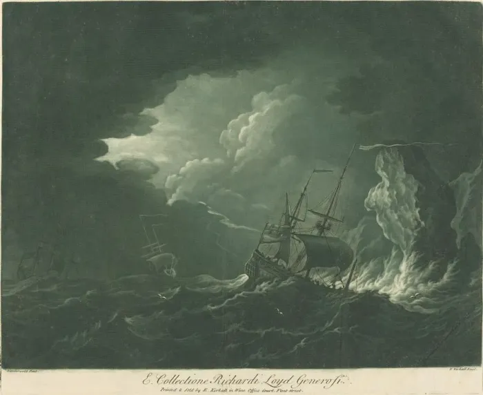 Framed Print : Shipping Scene from the Collection of Richard Lloyd, 1720s. Creator: Elisha Kirkall Framed Print : Shipping Scene from the Collection of Richard Lloyd, 1720s. Creator: Elisha Kirkall
