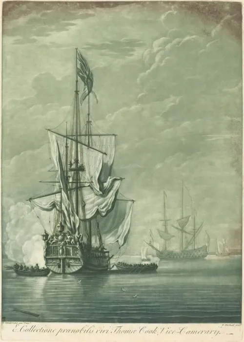 Framed Print : Shipping Scene from the Collection of Thomas Cook, 1720s. Creator: Elisha Kirkall Framed Print : Shipping Scene from the Collection of Thomas Cook, 1720s. Creator: Elisha Kirkall