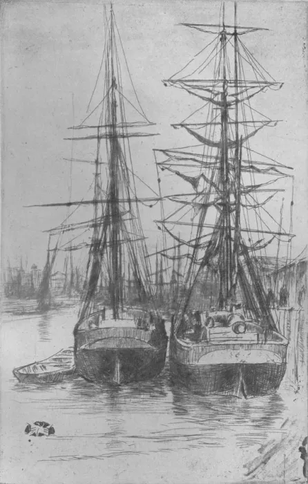 Framed Print : Two Ships, 1875, (1904). Artist: James Abbott McNeill Whistler Framed Print : Two Ships, 1875, (1904). Artist: James Abbott McNeill Whistler