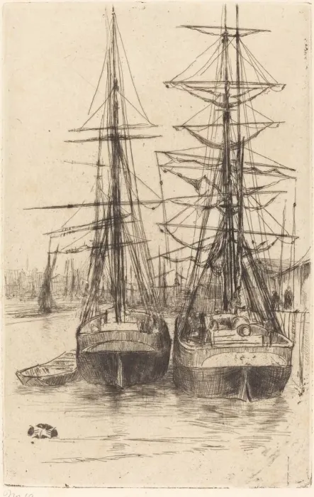 Framed Print : Two Ships, 1875. Creator: James Abbott McNeill Whistler Framed Print : Two Ships, 1875. Creator: James Abbott McNeill Whistler
