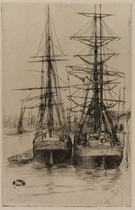 Framed Print : The Two Ships, 1875. Creator: James Abbott McNeill Whistler Framed Print : The Two Ships, 1875. Creator: James Abbott McNeill Whistler