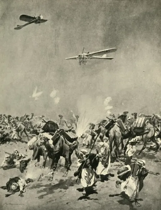 Framed Print : Ships of the Air versus Ships of the Desert, First World War, (c1920). Creator: Unknown Framed Print : Ships of the Air versus Ships of the Desert, First World War, (c1920). Creator: Unknown