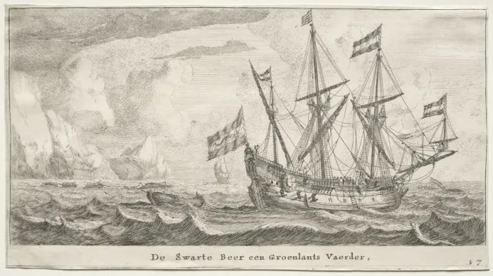 Framed Print : Ships of Amsterdam: The Black Bear, a Greenland Whaler. Creator: Reinier Nooms (Dutch, c Framed Print : Ships of Amsterdam: The Black Bear, a Greenland Whaler. Creator: Reinier Nooms (Dutch, c