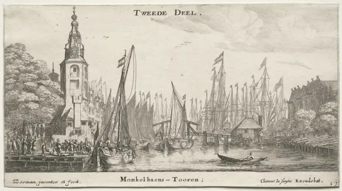 Framed Print : Ships of Amsterdam: Canal near Amsterdam and Tower of Monkel. Creator: Reinier Nooms (Dutch, c Framed Print : Ships of Amsterdam: Canal near Amsterdam and Tower of Monkel. Creator: Reinier Nooms (Dutch, c