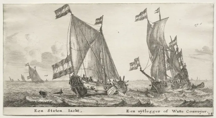 Framed Print : Ships of Amsterdam: Dutch Admiralty Yacht. A Guard Ship. Creator: Reinier Nooms (Dutch, c Framed Print : Ships of Amsterdam: Dutch Admiralty Yacht. A Guard Ship. Creator: Reinier Nooms (Dutch, c
