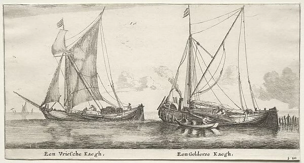 Ships of Amsterdam: A Frisian Bilander. A Geldersche Bilander. Creator: Reinier Nooms (Dutch, c