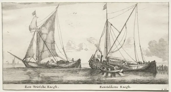Framed Print : Ships of Amsterdam: A Frisian Bilander. A Geldersche Bilander. Creator: Reinier Nooms (Dutch, c Framed Print : Ships of Amsterdam: A Frisian Bilander. A Geldersche Bilander. Creator: Reinier Nooms (Dutch, c