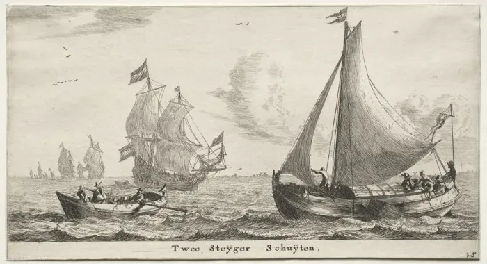 Framed Print : Ships of Amsterdam: Two Pier Boats. Creator: Reinier Nooms (Dutch, c. 1623-1667) Framed Print : Ships of Amsterdam: Two Pier Boats. Creator: Reinier Nooms (Dutch, c. 1623-1667)