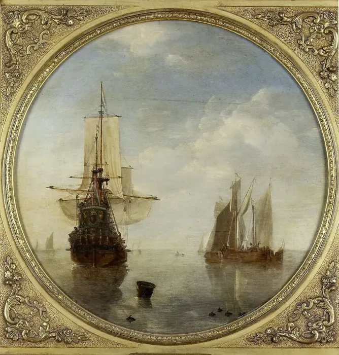 Framed Print : Ships at Anchor, c.1650-c.1707. Creator: Willem van de Velde the Younger Framed Print : Ships at Anchor, c.1650-c.1707. Creator: Willem van de Velde the Younger