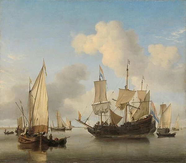 Ships at Anchor on the Coast, c.1660. Creator: Willem van de Velde the Younger