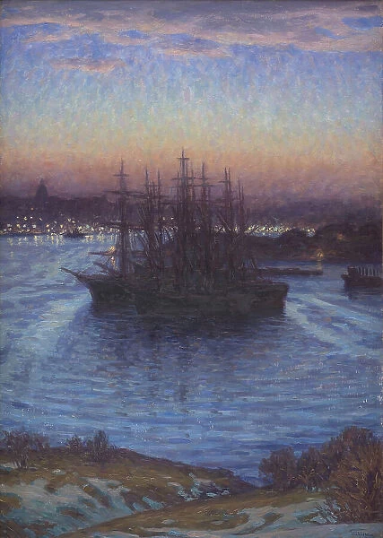 Ships at Anchor. Winter, 1908. Creator: Prince Eugen, Duke of Närke