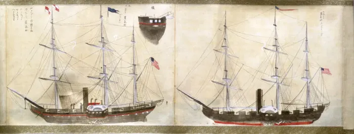 Framed Print : Ships of Commodore Perrys American expedition to Japan of 1852-1854 Framed Print : Ships of Commodore Perrys American expedition to Japan of 1852-1854