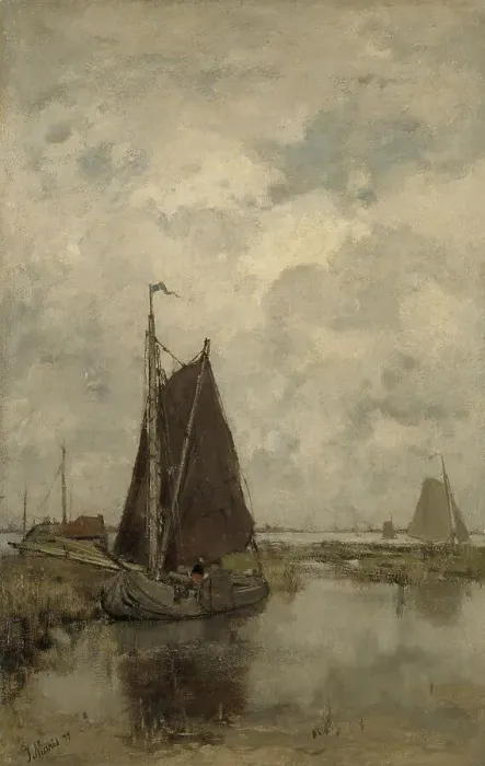 Framed Print : Ships in Dull Weather, 1877. Creator: Jacob Henricus Maris Framed Print : Ships in Dull Weather, 1877. Creator: Jacob Henricus Maris