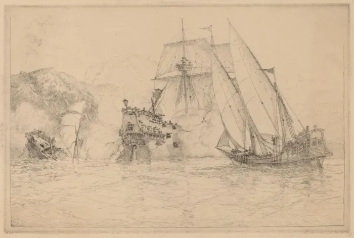 Framed Print : Ships Fighting. Creator: N. Artsay Framed Print : Ships Fighting. Creator: N. Artsay
