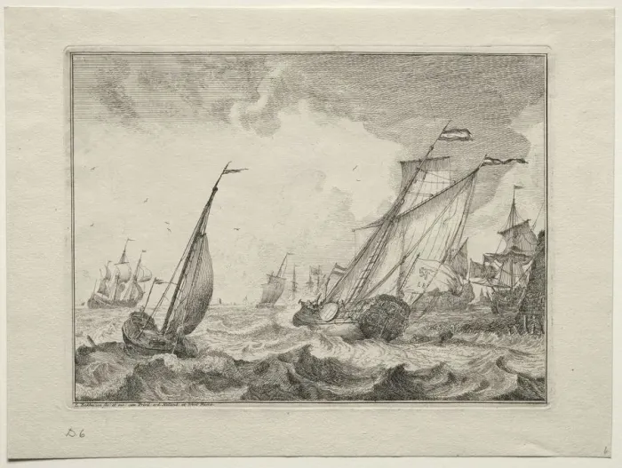 Framed Print : Ships in a Gale, 1701. Creator: Ludolf Backhuysen (Dutch, 1631-1708); Ludolf Backhuysen (Dutch Framed Print : Ships in a Gale, 1701. Creator: Ludolf Backhuysen (Dutch, 1631-1708); Ludolf Backhuysen (Dutch