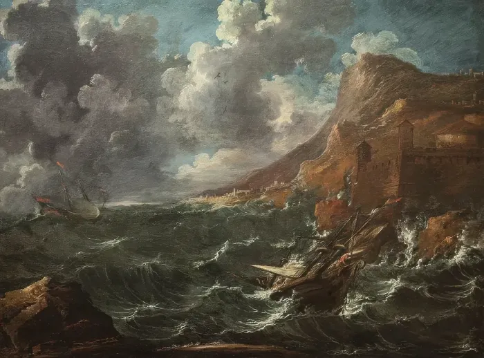 Framed Print : Ships in a Gale, about 1705-1708. Creator: Marco Ricci Framed Print : Ships in a Gale, about 1705-1708. Creator: Marco Ricci