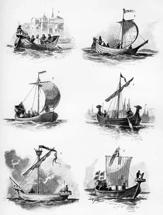 Framed Print : Ships of the Hanseatic League of the 14th and 15th century, (1903). Artist: Willy Stower Framed Print : Ships of the Hanseatic League of the 14th and 15th century, (1903). Artist: Willy Stower