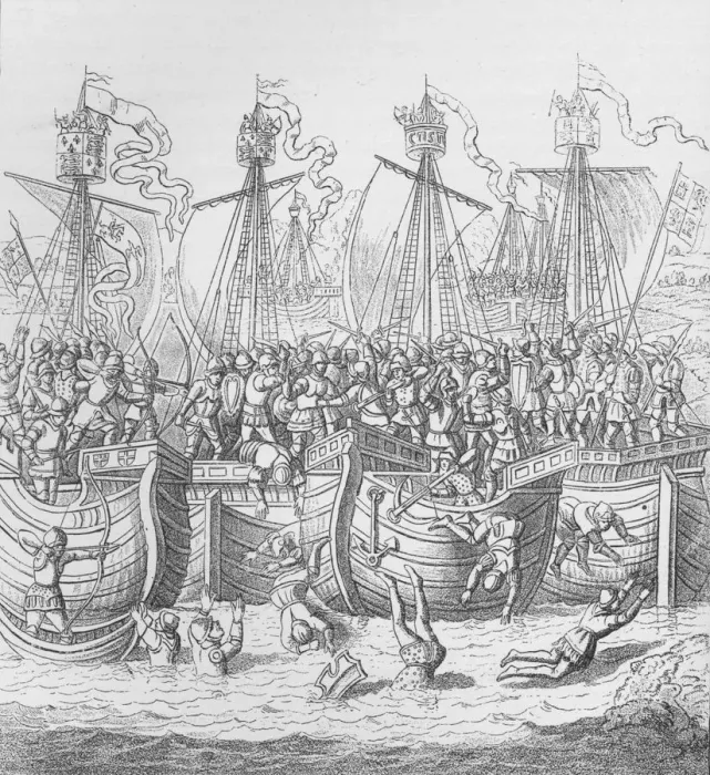 Framed Print : Ships at La Rochelle, France, in 1372, c1804 (1906) Framed Print : Ships at La Rochelle, France, in 1372, c1804 (1906)