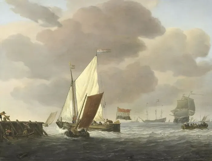 Framed Print : Ships near the Coast in windy Weather, c.1650-c.1707. Creator: Willem van de Velde the Younger Framed Print : Ships near the Coast in windy Weather, c.1650-c.1707. Creator: Willem van de Velde the Younger