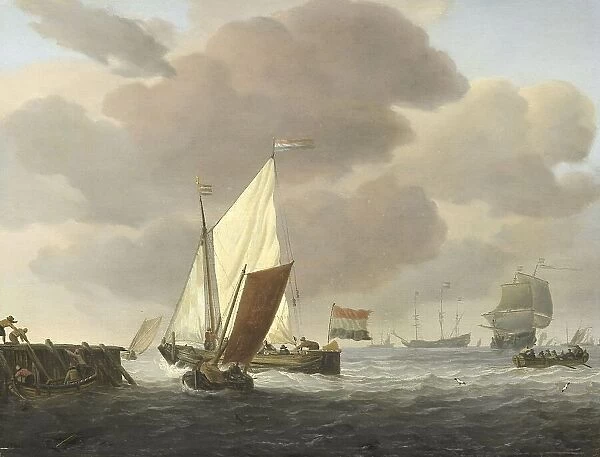 Ships near the Coast in windy Weather, c.1650-c.1707. Creator: Willem van de Velde the Younger