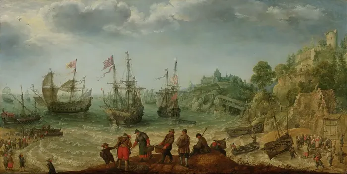 Framed Print : Ships off a Rocky Coast, 1621. Creator: Adam Willaerts Framed Print : Ships off a Rocky Coast, 1621. Creator: Adam Willaerts