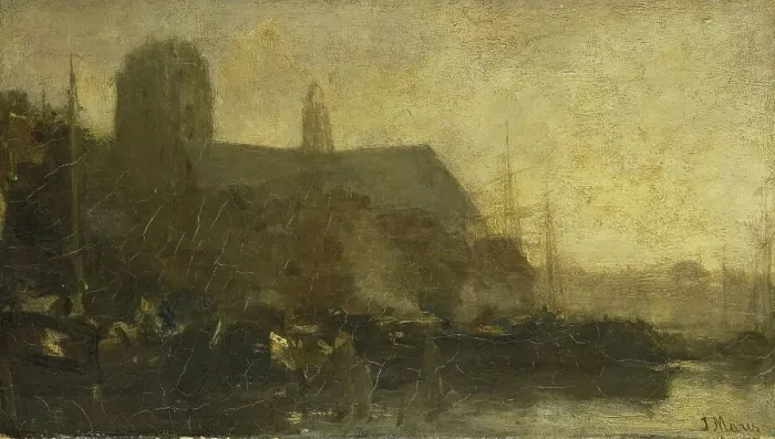 Framed Print : Ships in the port of Dordrecht, 1880-1899. Creator: Jacob Henricus Maris Framed Print : Ships in the port of Dordrecht, 1880-1899. Creator: Jacob Henricus Maris