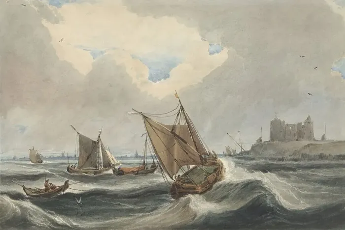 Framed Print : Ships at the port of Vlissingen, 1814. Creator: Francois Louis Thomas Francia Framed Print : Ships at the port of Vlissingen, 1814. Creator: Francois Louis Thomas Francia