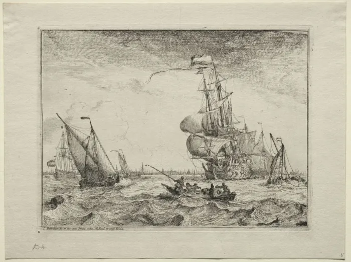Framed Print : Ships Under Full Sail, 1701. Creator: Ludolf Backhuysen (Dutch, 1631-1708); Ludolf Backhuysen