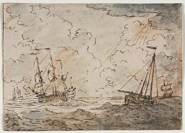 Ships at Sea, 17th century. Creator: Ludolf Backhuysen (Dutch, 1631-1708)