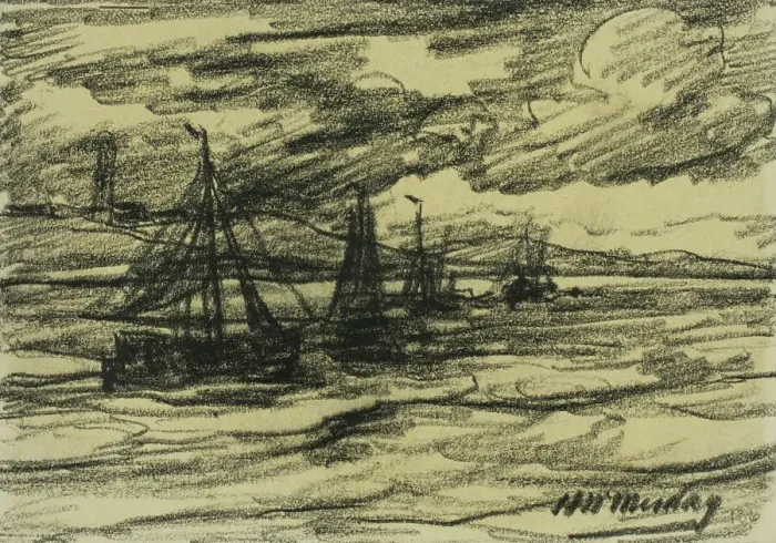 Framed Print : Ships at Sea, 1908. Creator: Hendrik Willem Mesdag Framed Print : Ships at Sea, 1908. Creator: Hendrik Willem Mesdag