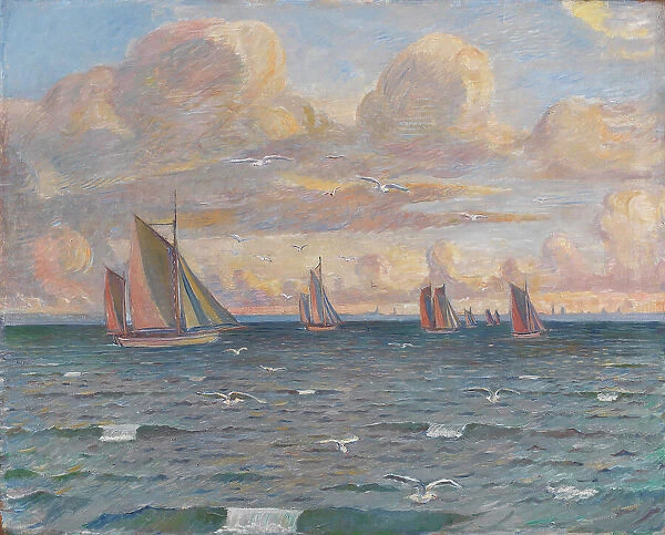 Ships in the Sound, 1910-1917. Creator: Poul S. Christiansen