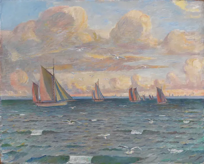 Framed Print : Ships in the Sound, 1910-1917. Creator: Poul S. Christiansen Framed Print : Ships in the Sound, 1910-1917. Creator: Poul S. Christiansen