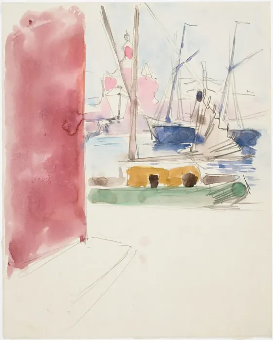 Framed Print : Ships in the southern harbor, sketch, c1900. Creator: Akseli Gallen-Kallela Framed Print : Ships in the southern harbor, sketch, c1900. Creator: Akseli Gallen-Kallela
