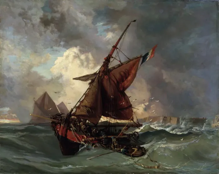Framed Print : Ships in a stormy sea, 19th century. Artist: Eugene Delacroix Framed Print : Ships in a stormy sea, 19th century. Artist: Eugene Delacroix
