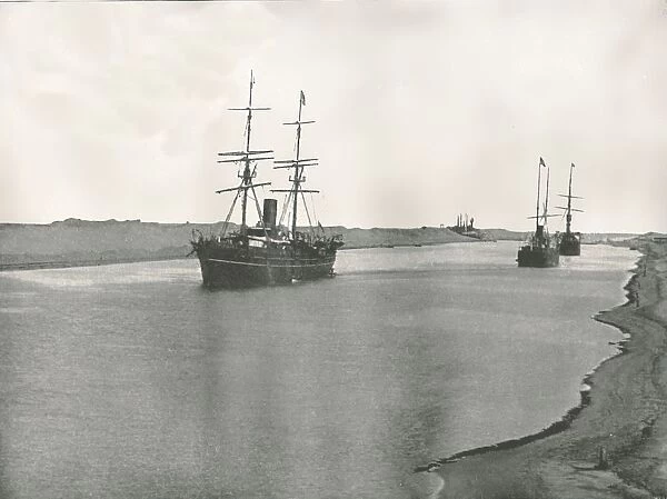 Ships on the Suez Canal, Kantara, Egypt, 1895. Creator: W &s Ltd