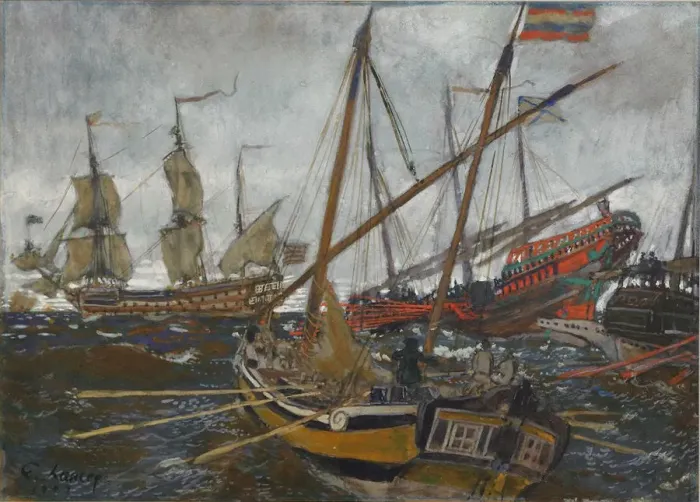 Framed Print : Ships at the Time of Peter I, 1909. Artist: Lanceray (Lansere), Evgeny Evgenyevich (1875-1946) Framed Print : Ships at the Time of Peter I, 1909. Artist: Lanceray (Lansere), Evgeny Evgenyevich (1875-1946)